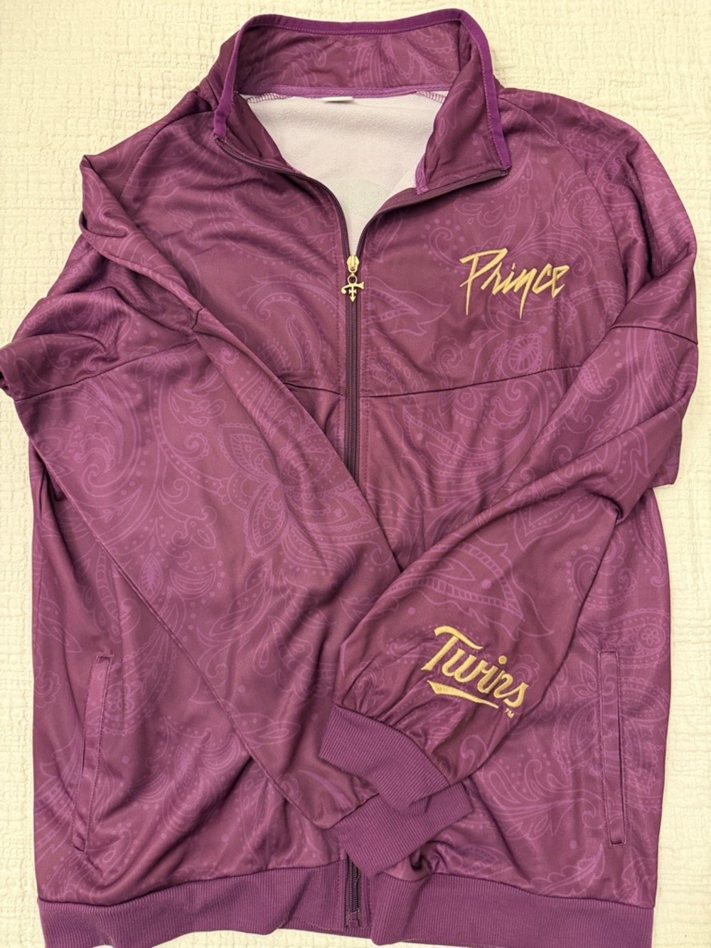 Prince Purple Zip-Up Varsity Track Jacket with Gold Script